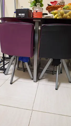 Set of 4 Purple Padded Dining Chairs with Metal Legs