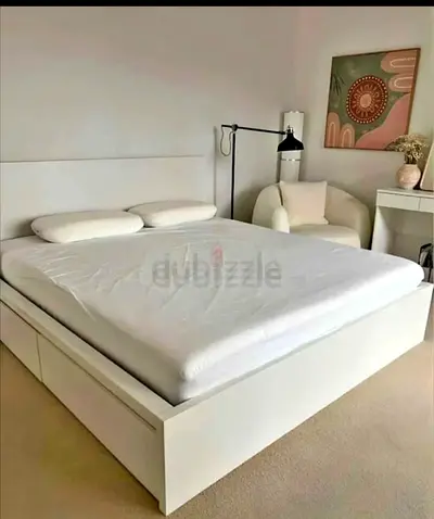 Ikea king size bed with mattress and storage drawers