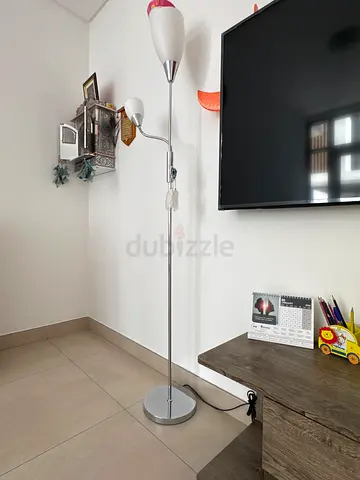 Modern Silver Floor Lamp with Adjustable Reading Light