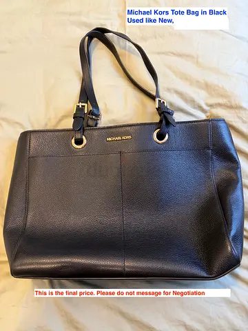 Michael Kors Black Leather Tote Bag - Good Condition
