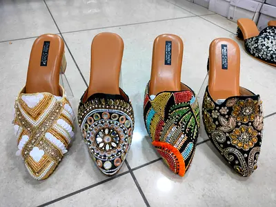 India Crafts Handcrafted Beaded Mules for Women