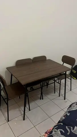 Compact 4-Seater Dining Table Set - Wood Finish