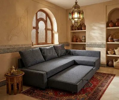 L-Shape Sofa Bed Storage Model – Left & Right Configuration, Comfortable and Stylish.
