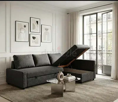 L-Shape Sofa Bed with Storage – Left & Right Fitting Available, Multiple Colors Available.