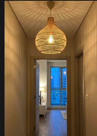 Woven rattan pendant ceiling light