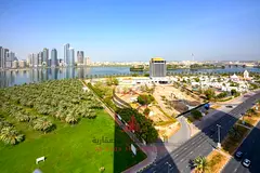 3BR + living with Khalid Lake view, free AC & parking, prime location near all services and Dubai ex