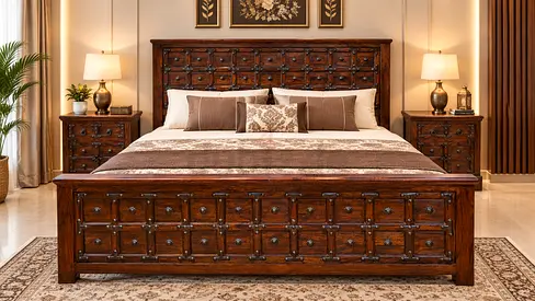 MARINA HOME Solid Wood King Size Bedroom Set