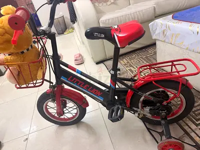 Kids Little Lion Bicycle with Training Wheels and Basket.