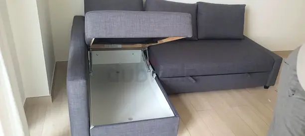 Grey L-shaped Storage Sofa with Chaise - Good Condition
