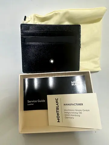 Montblanc black leather card holder / slim wallet with box