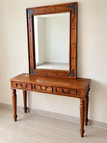 Marina Home Solid Teak Console/Dressing Table with Large Mirror