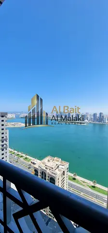 Open Sea View Apartment for Annual Rent in Al Qasba, Al Majaz 3, with 2 Bedrooms, 3 Bathrooms, Cent