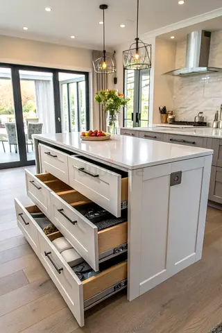 Modern Kitchen Island with Storage Drawers - Custom made