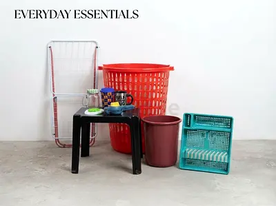 Assorted Everyday Home Essentials - Laundry Baskets, Stool, Dish Rack & More