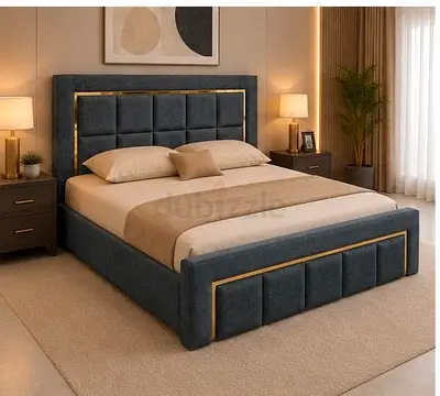 Modern Upholstered queen Bed Frame with Padded Headboard