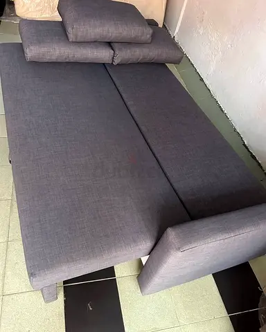 Grey fabric sofa bed - converts to double bed, good condition