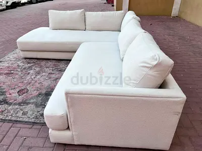 West Elm L Shape Sofa Beige Excellent Condition