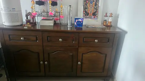 Sideboard / Buffet Cabinet - Dark Brown, 3 Doors, 3 Drawers
