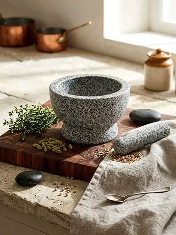 Granite Mortar and Pestle Set - Heavy Duty Spice Grinder