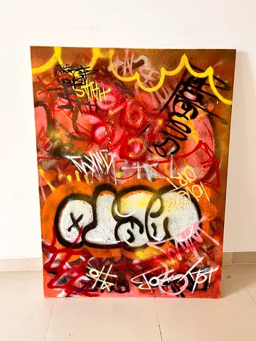 Original Urban Graffiti Canvas Artwork — Large Spray-Paint Street Art Piece