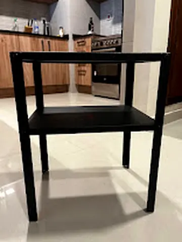 Simple Black Side Table with Lower Shelf - Good Condition