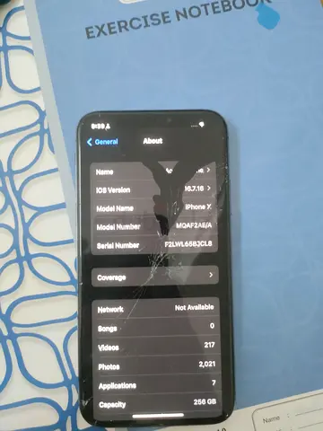 iPhone X 256GB - Screen cracked, works fine