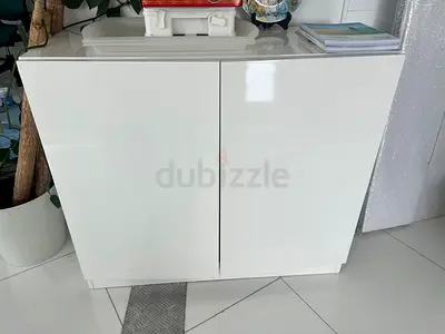 4 nos of White High-Gloss 2-Door Cabinet - Compact Storage Unit