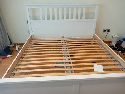 White Wooden king  Bed Frame with Slatted Base - Good Condition