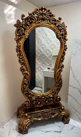 Royal Antique Gold Ornate Standing Mirror – Premium Quality