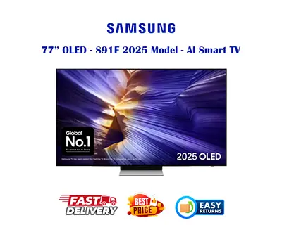 Samsung 77 Inch OLED Smart TV in Dubai - S91F 2025 - Packing Scratch, Hardly Visible - WARRANTY