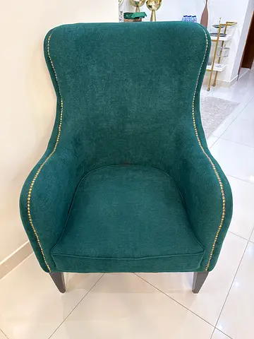2x Teal Upholstered Accent Chair with Nailhead Trim