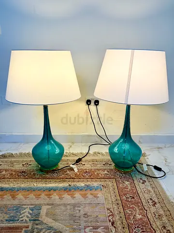 Eichholtz Massaro Table Lamp Set – Hand-Blown Turquoise Glass