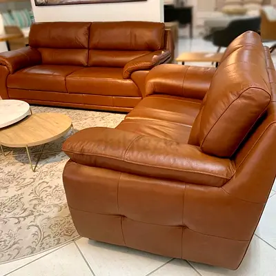 Brand new Customised Leather 3+2 Seater Sofa Set — Brown,