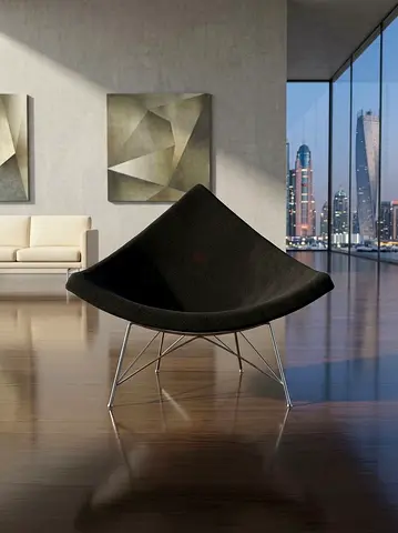 Virta Modern Black Accent Lounge Chair with Chrome Legs
