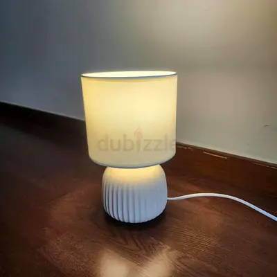 Homecentre Small white ceramic table lamp with fabric shade