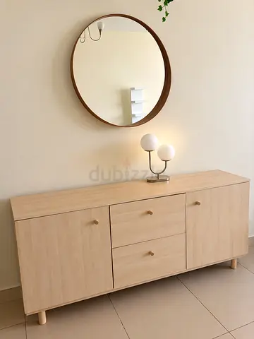 Light Wood Sideboard / Buffet Cabinet with Drawers and Doors