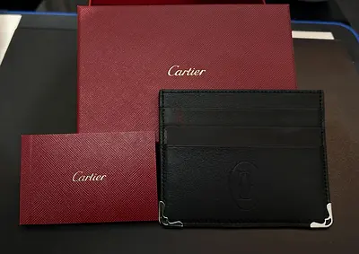 Cartier Black Leather Card Holder with Original Box