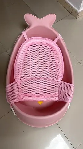 Pink Baby Bath Tub with Mesh Support Seat - Good Condition