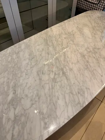 Modern Oval White Marble Top Coffee Table