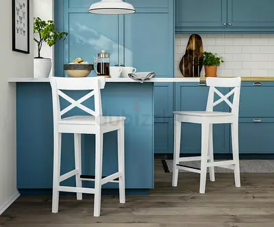 2 x ROSENTORP Bar stool with backrest, counter height/white, 63 cm
