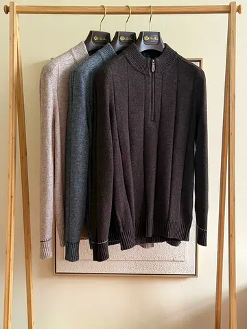 Loro Piana Set of 3 Men's Half-Zip Knit Jumpers - Brown, Grey, Beige  (SUPER MASTER QUALITY)