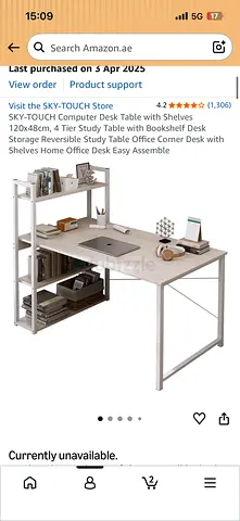 Corner Computer Desk with 4-Tier Shelves — Reversible Study/Office Table