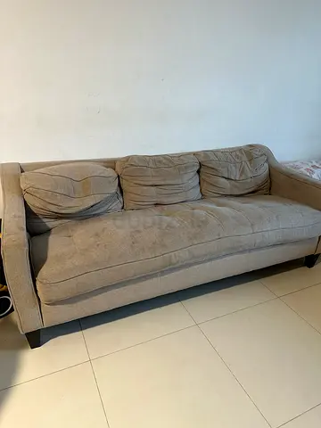 3-seater beige fabric sofa
