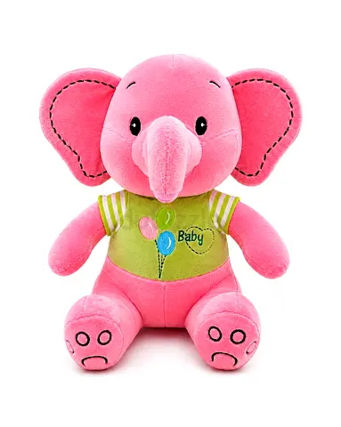 Pink Plush Elephant Stuffed Toy - Soft Baby Cuddly Animal