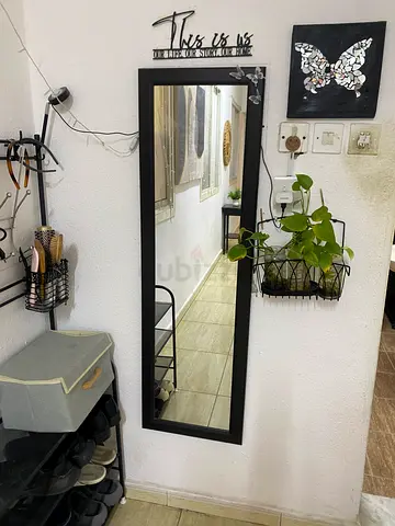 Full-Length Wall Mirror with Black Frame - Modern, Good Condition