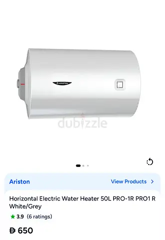 Horizontal Electric Water Heater Ariston 50L brand new, sealed, not opened