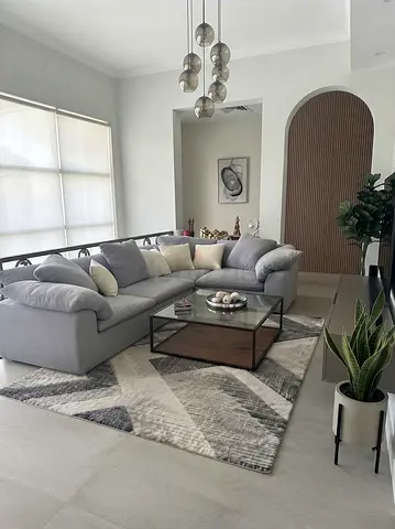 Andrew Martin Cloud Modern Modular  Grey Fabric Sofa with Cushions Marina Home