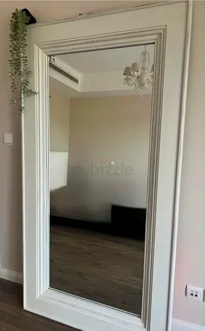 Large Full-Length Decorative Wall Mirror with White Frame