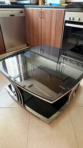 Black and silver glass centre table
