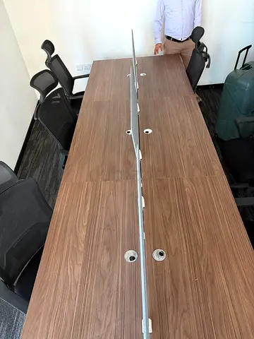 Large Wooden Office Work Station for 6 persons with Cable Grommets and Divider (excluding chairs)